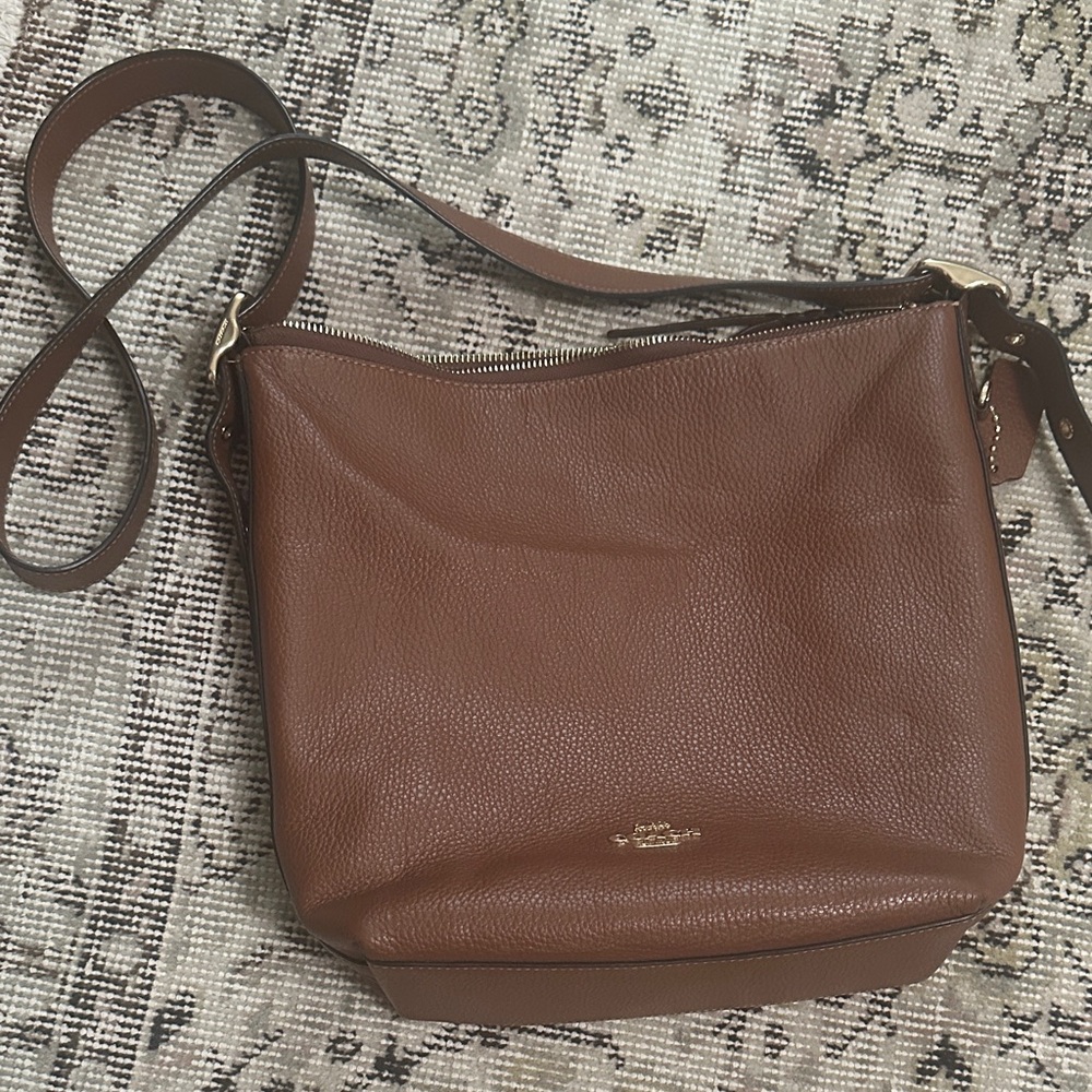 Brown leather Coach crossbody